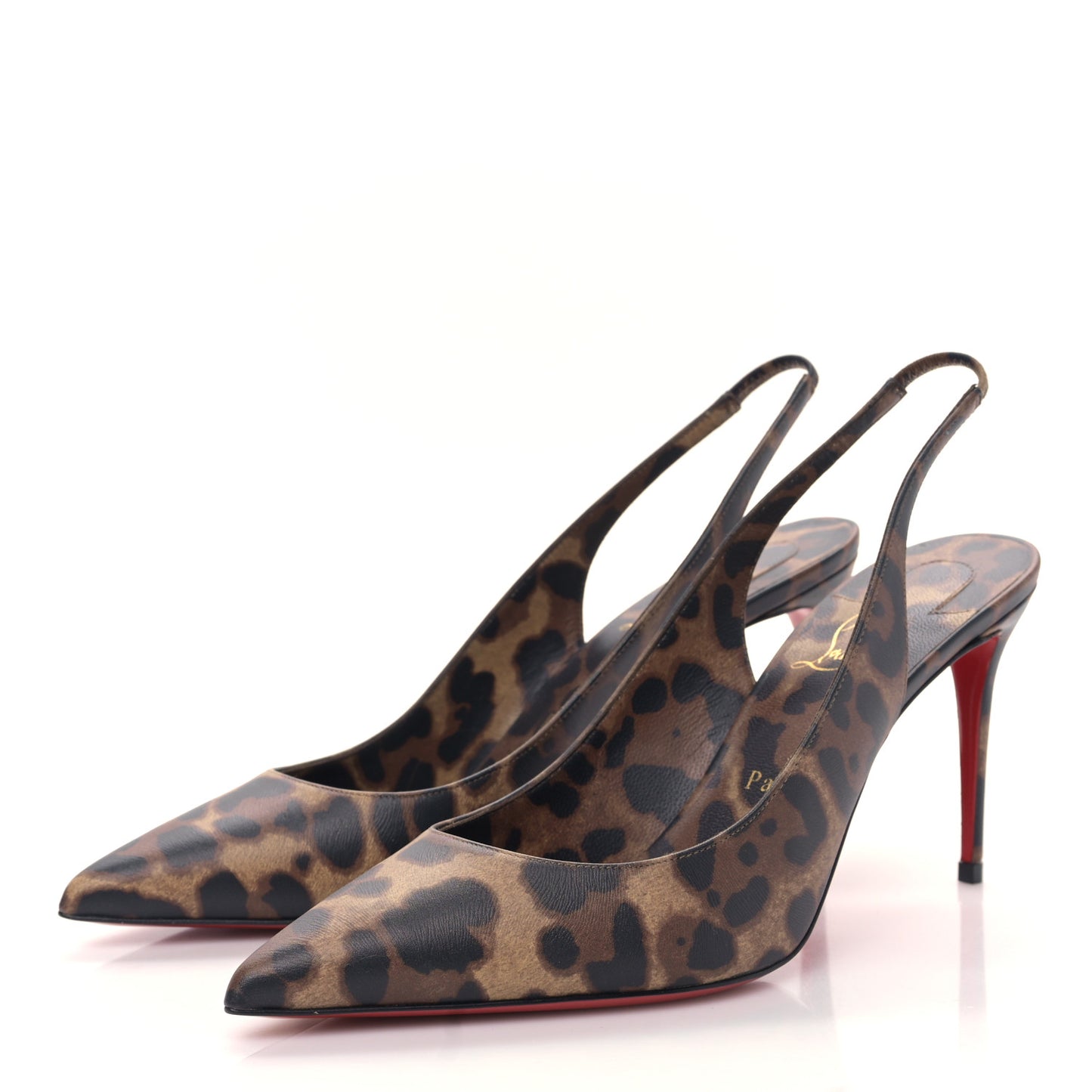 Calfskin Leopard Kate Slingback 85 Pumps 39.5 Brown