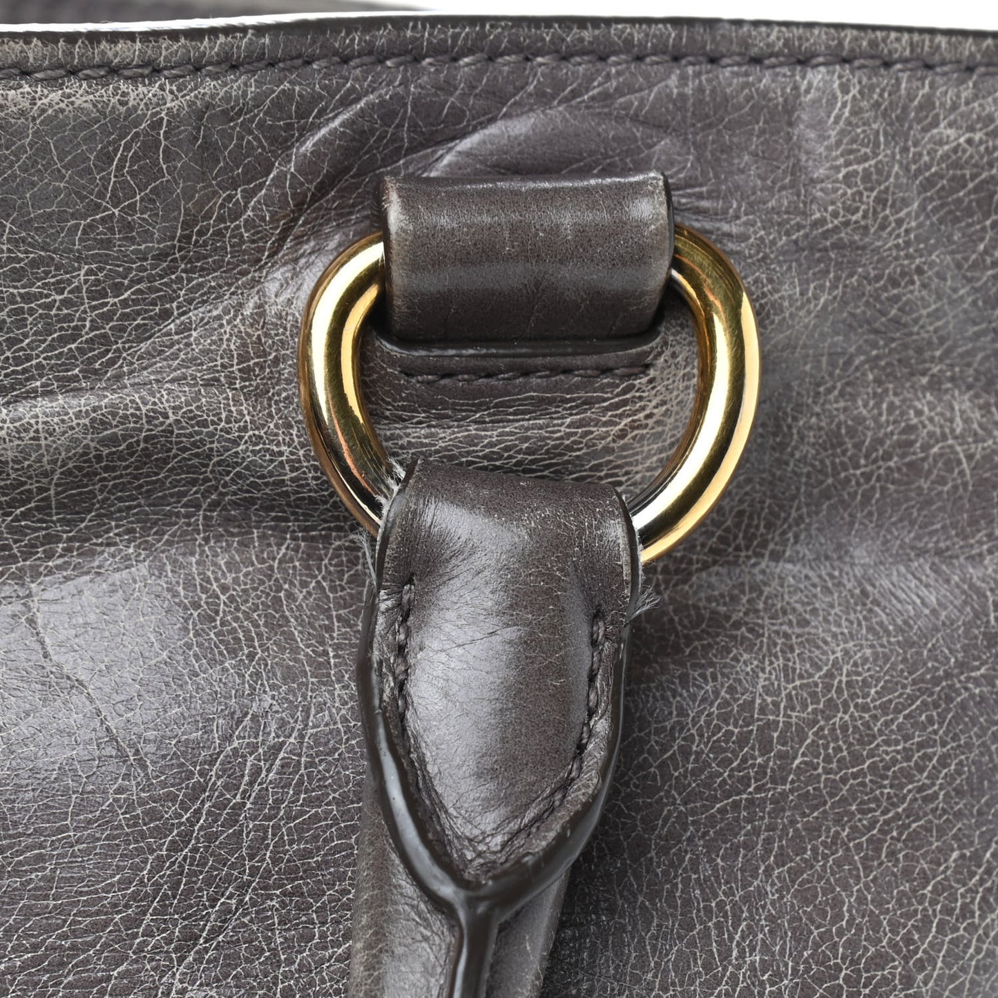 Vitello Shine Top Handle Bag Fumo