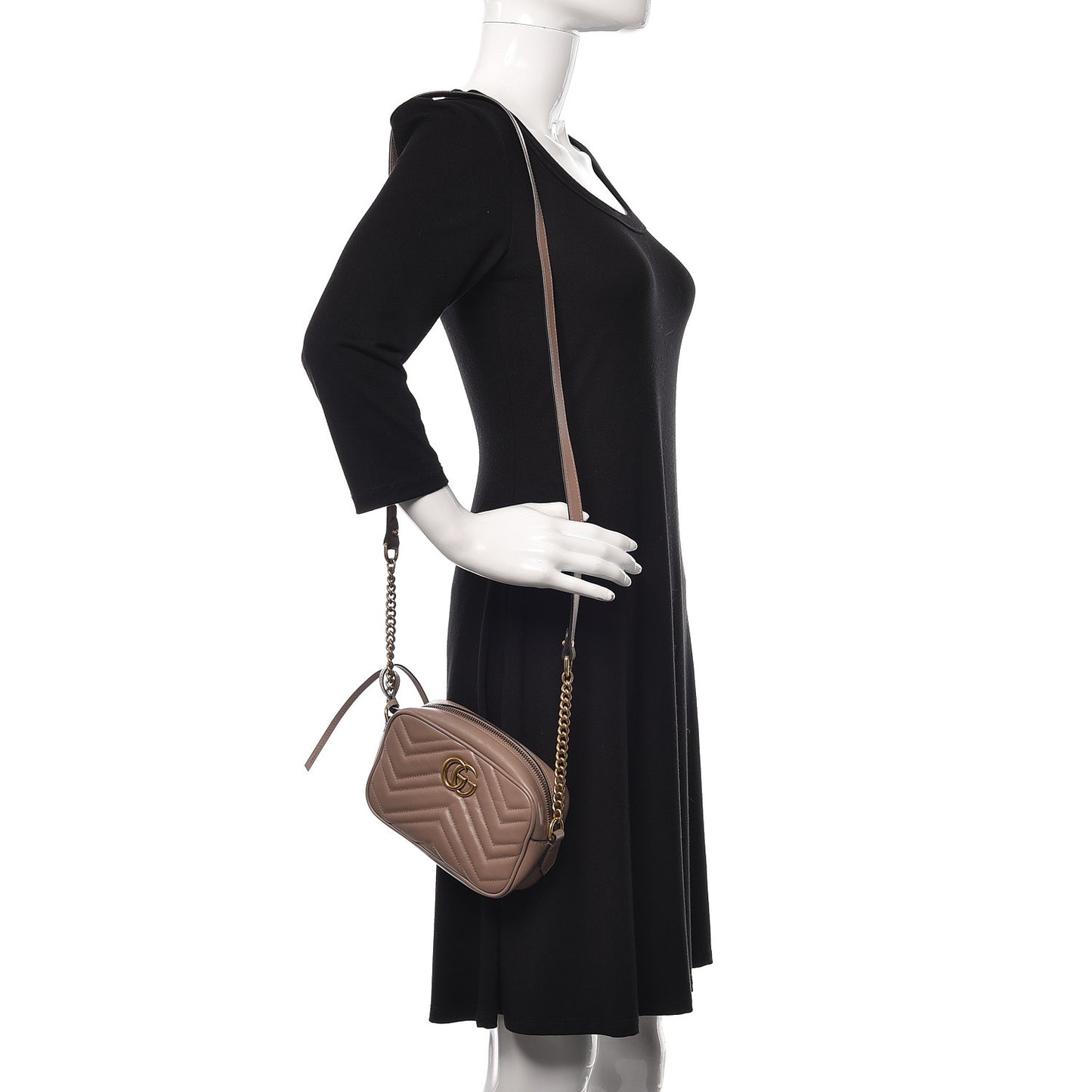 Calfskin Matelasse Mini GG Marmont Chain Shoulder Bag Porcelain Rose