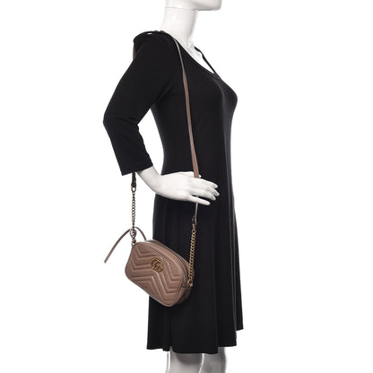 Gucci Calfskin Matelasse Mini GG Marmont Chain Shoulder Bag Porcelain Rose 2 of 10