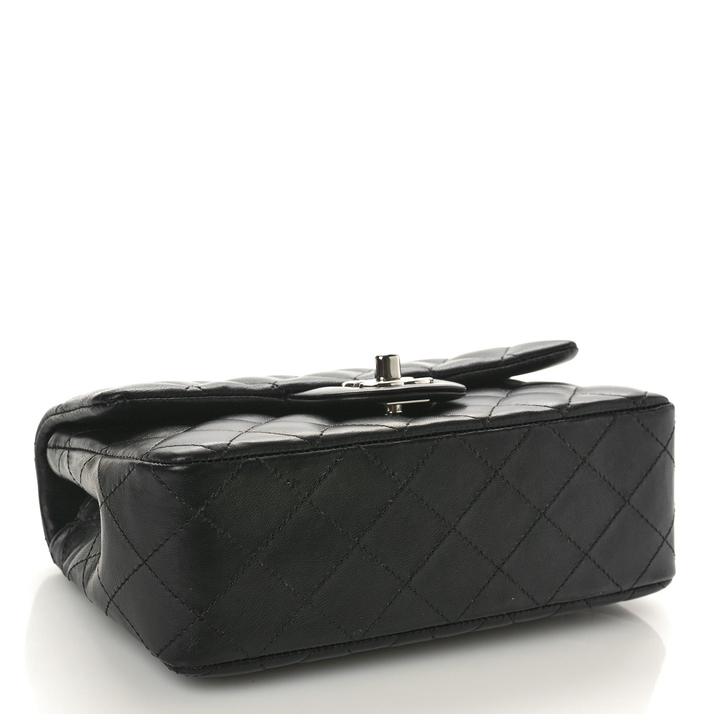 Lambskin Quilted Mini Rectangular Flap Black