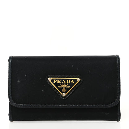 Prada Tessuto Nylon Saffiano 6 Key Holder Black 1 of 10
