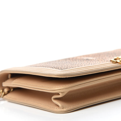 Chanel Metallic Galuchat Stingray Lambskin Boy Wallet On Chain WOC Gold 6 of 15