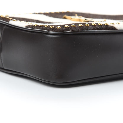 Saint Laurent Pony Hair Calfskin Studded Monogram Lou Camera Bag Dusty White Brown 9 of 11