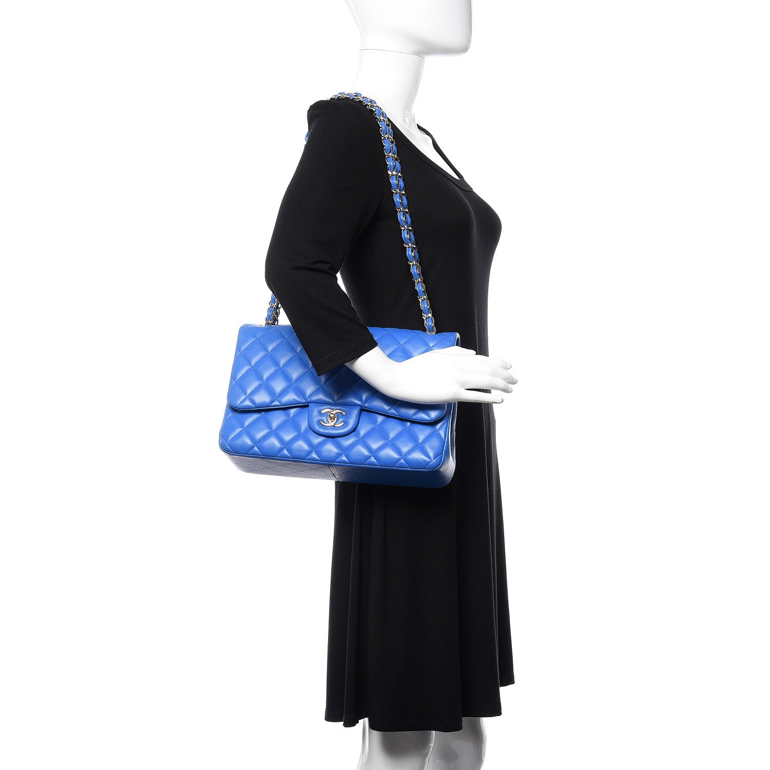 Chanel Lambskin Quilted Jumbo Double Flap Blue 2 of 15