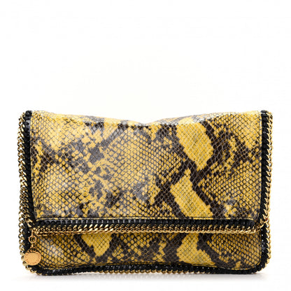 Stella McCartney Python Embossed Falabella Fold Over Clutch Yellow 1 of 7