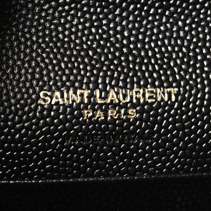 Saint Laurent Grain De Poudre Matelasse Chevron Small Monogram Envelope Wallet Black 6 of 7