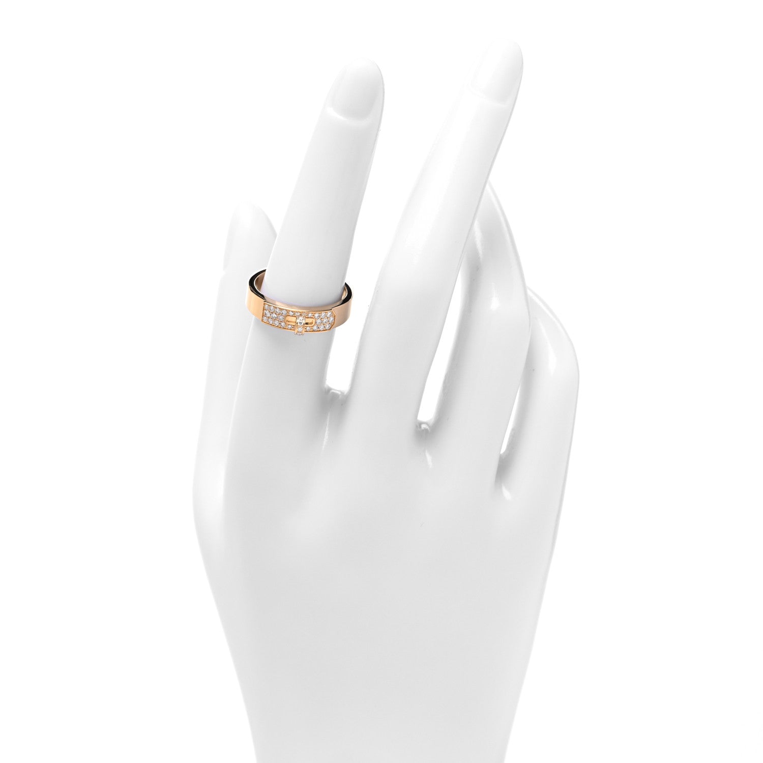 Hermes 18K Yellow Gold Diamond Pave Kelly Ring 54 7 2 of 5
