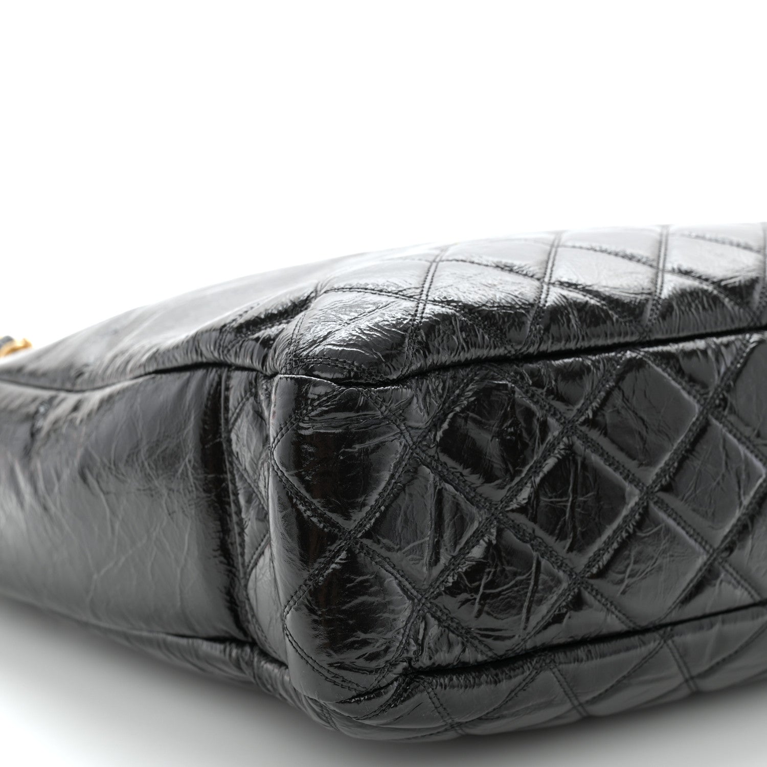 Chanel Shiny Aged Calfskin Quilted Small Shopping Bag Black 9 of 12