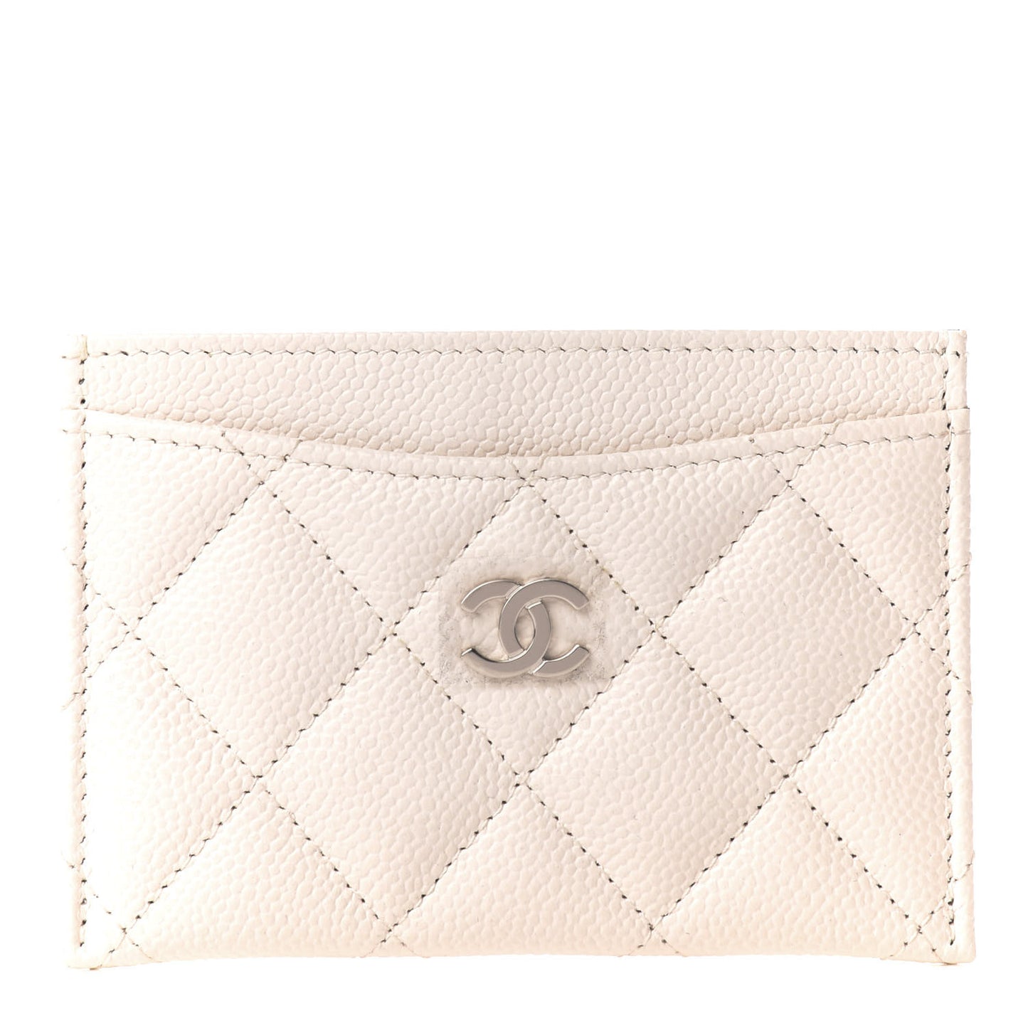 Caviar Quilted Card Holder White