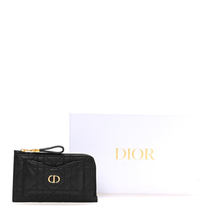 Christian Dior Supple Calfskin Cannage Caro Cosmos Zipped Card Holder Black 8 of 8