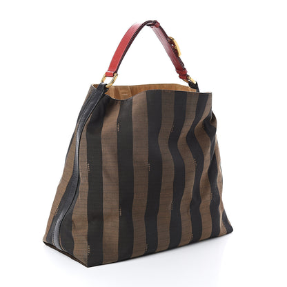 Fendi Pequin Cuoio Vegetale Large Hobo Tobacco Rosso Black 2 of 8