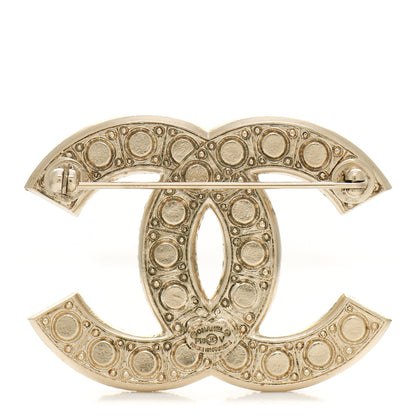 Chanel Metal Crystal Graduated Pearl CC Brooch Gold 3 of 4