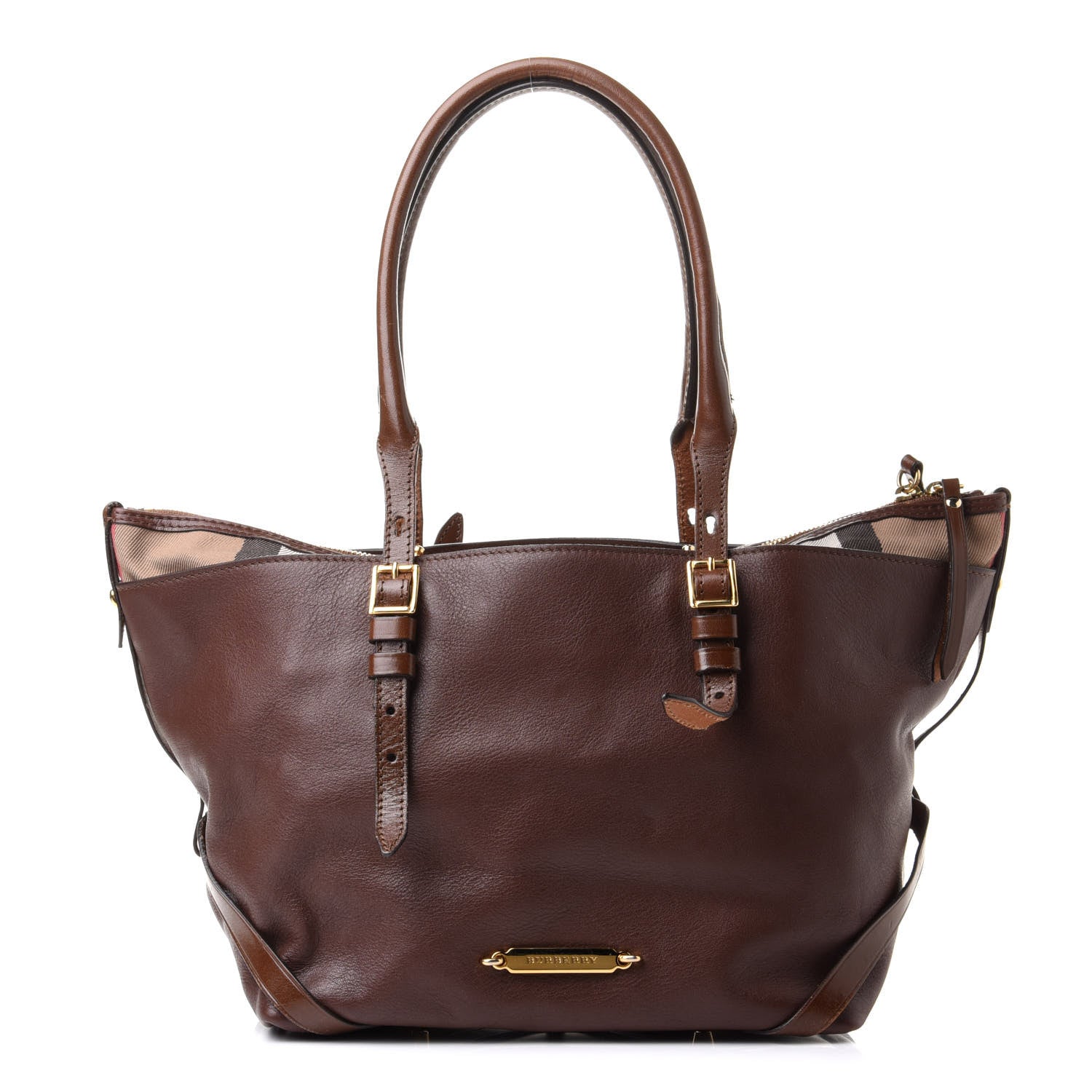 Burberry Calfskin House Check Small Salisbury Tote Brown 1 of 11