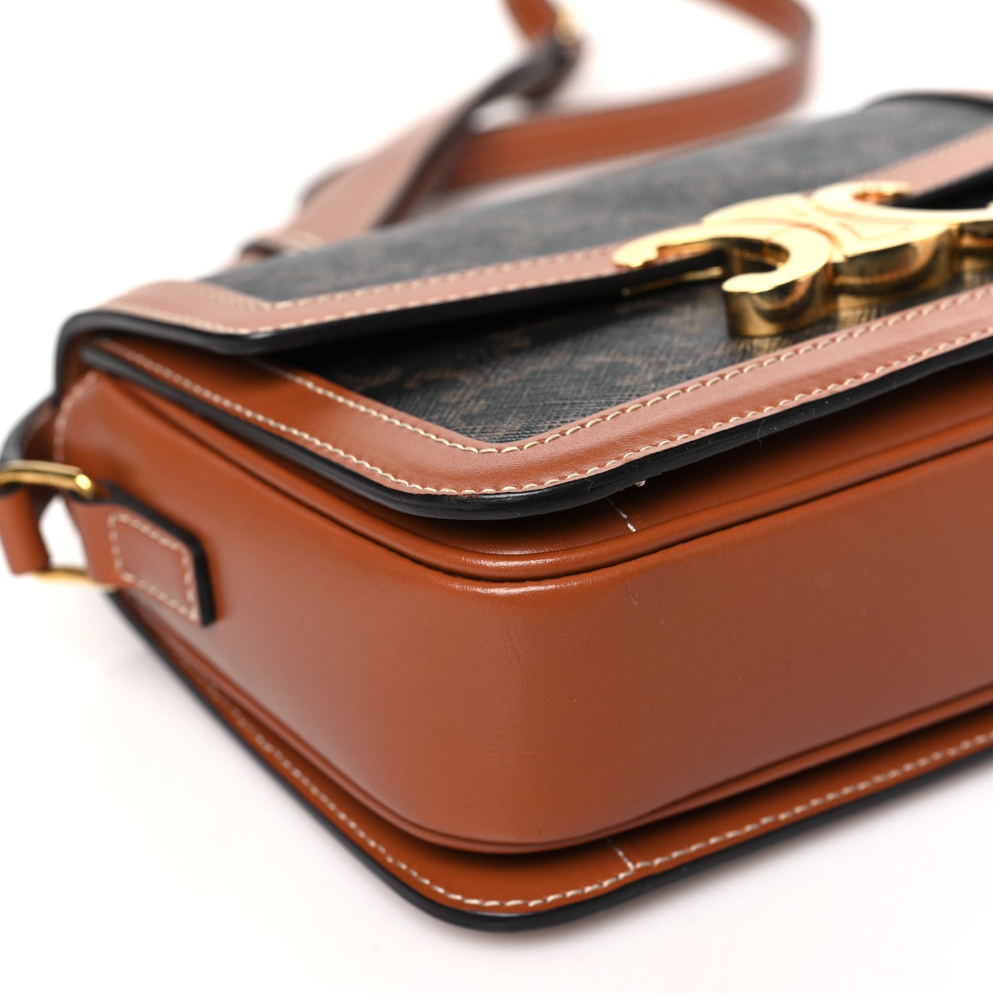 Calfskin Triomphe Canvas Teen Triomphe Bag Tan