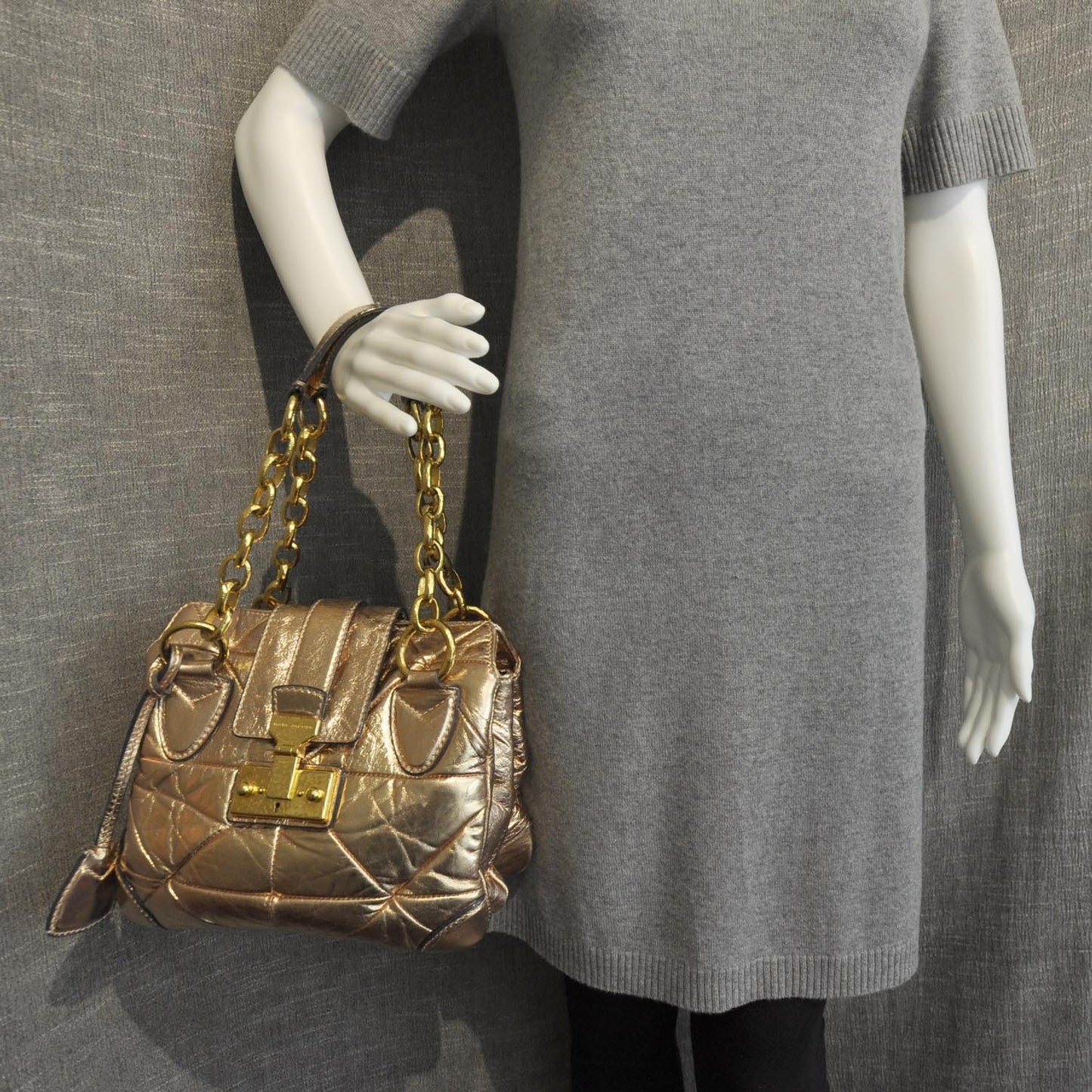 Leather Patchwork Mariah Flap Bag Metallic Blush