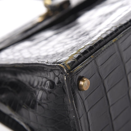 Hermes Shiny Porosus Crocodile Kelly Sellier 32 Black 36 of 50