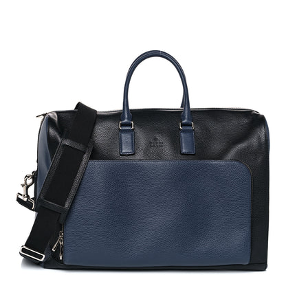 Gucci Pebbled Calfskin Large Cosmopolis Briefcase Black Navy 1 of 10