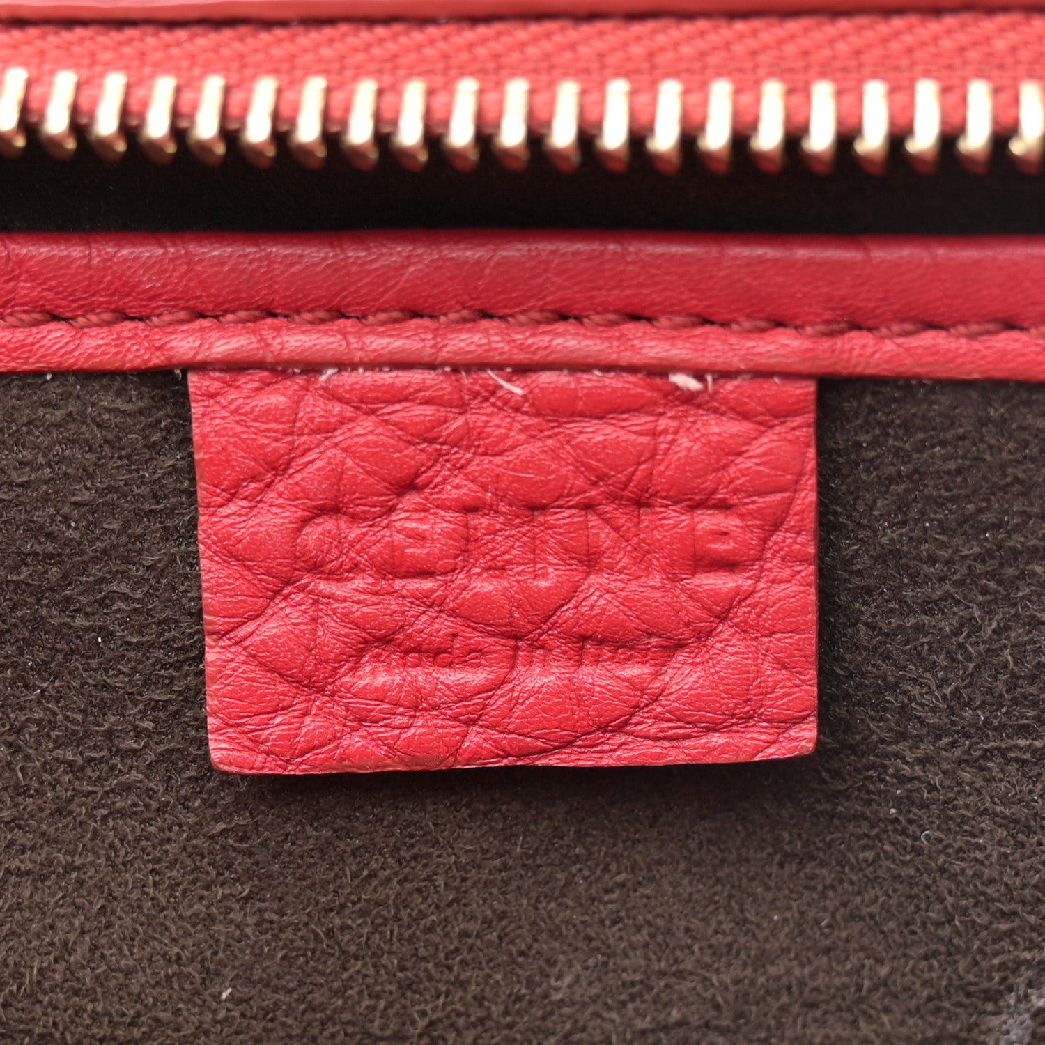 Celine Pebbled Calfskin Nano Luggage Red 6 of 13