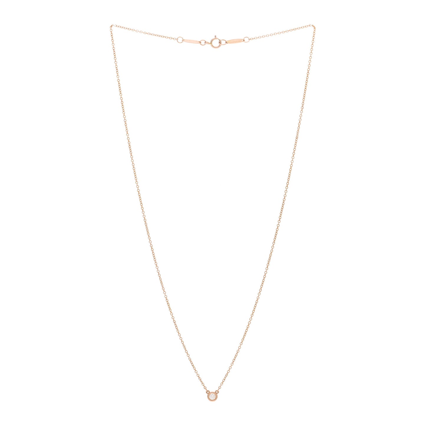 18K Rose Gold Diamond .05ct Elsa Peretti Diamonds by the Yard Pendant Necklace