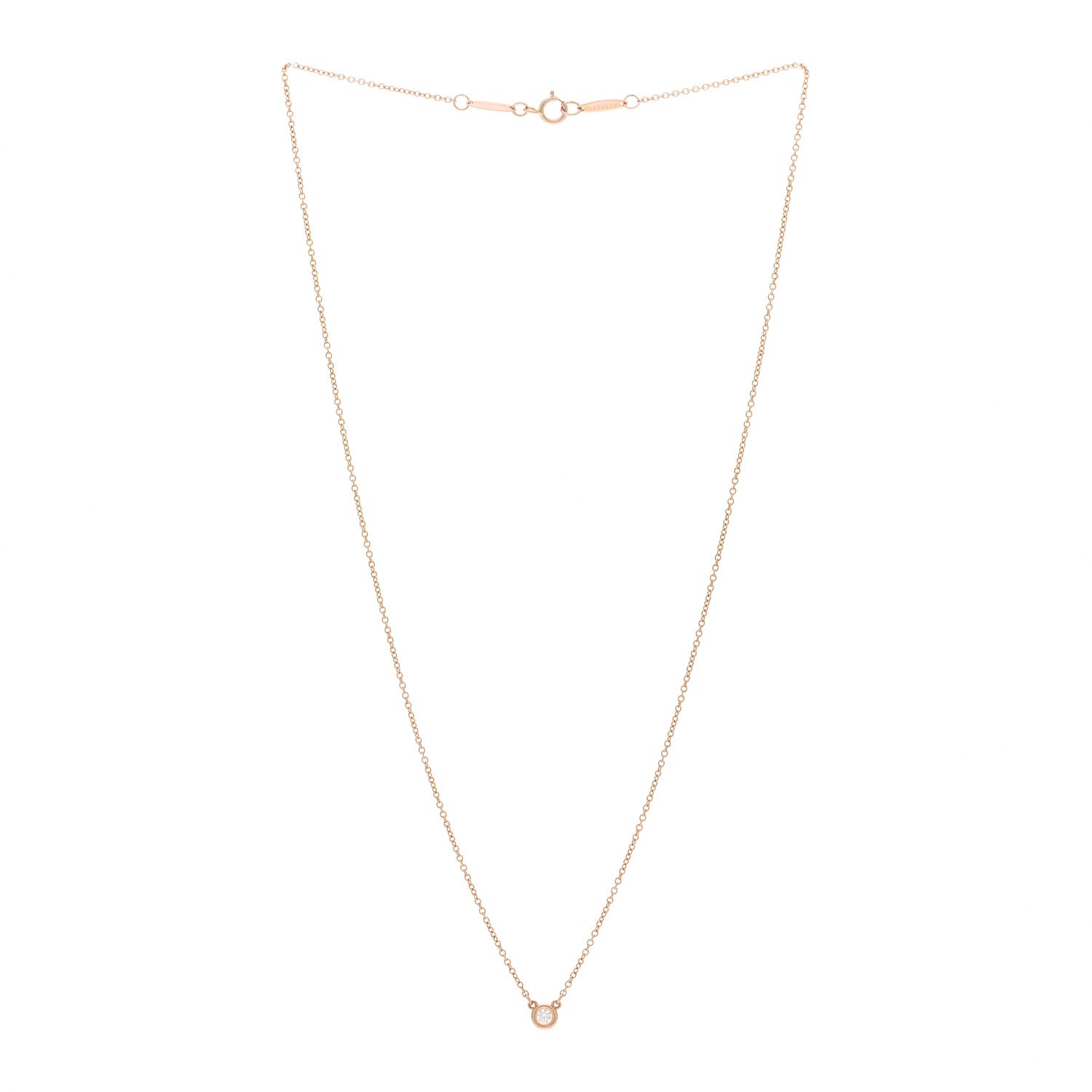 Tiffany 18K Rose Gold Diamond .05ct Elsa Peretti Diamonds by the Yard Pendant Necklace 3 of 4