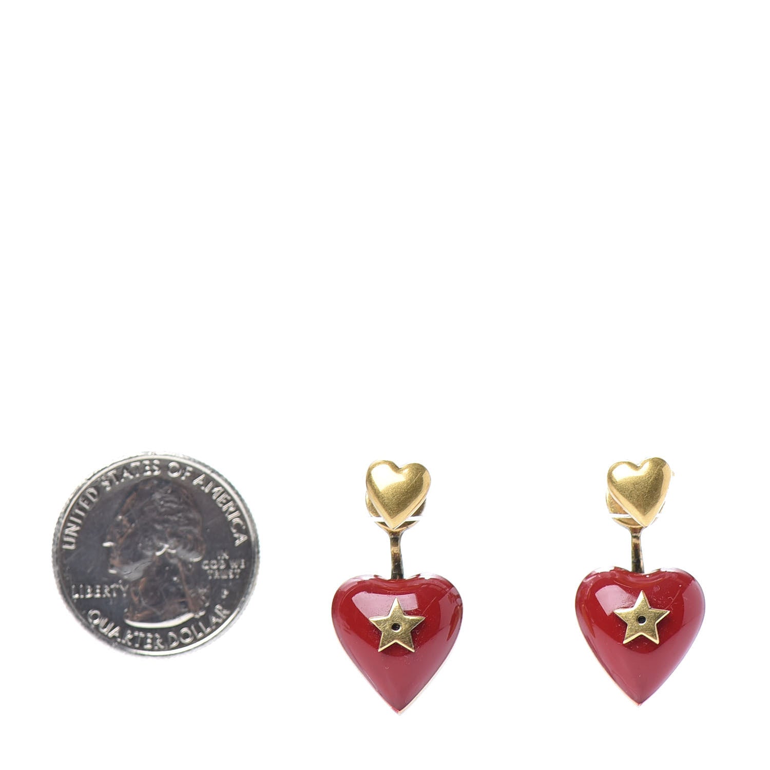 Christian Dior Heart Dioramour Earrings Gold Red 2 of 4