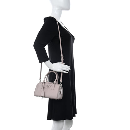 Prada Saffiano Lux Top Handle Crossbody Bag Mughetto 2 of 13