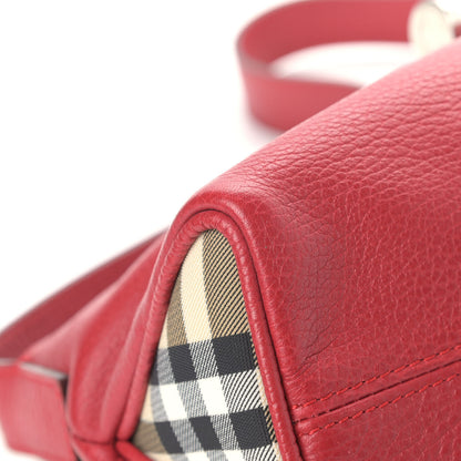 Burberry Grainy Calfskin House Check Horn Toggle Shoulder Bag Red 8 of 13