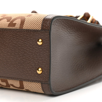 Gucci Monogram Jumbo GG Textured Dollar Calfskin Small Diana Tote Bag Camel Ebony New Acero 10 of 11