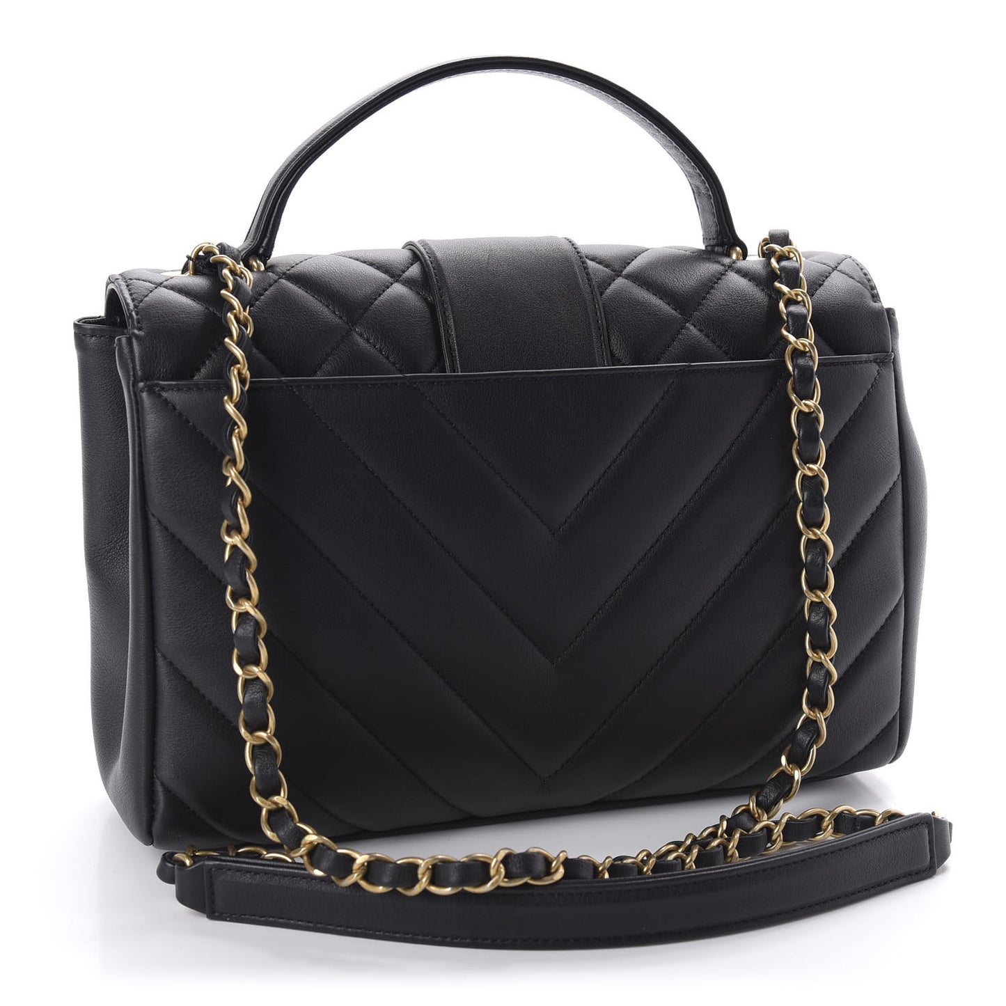 Calfskin Quilted Chevron In The City Bag Black
