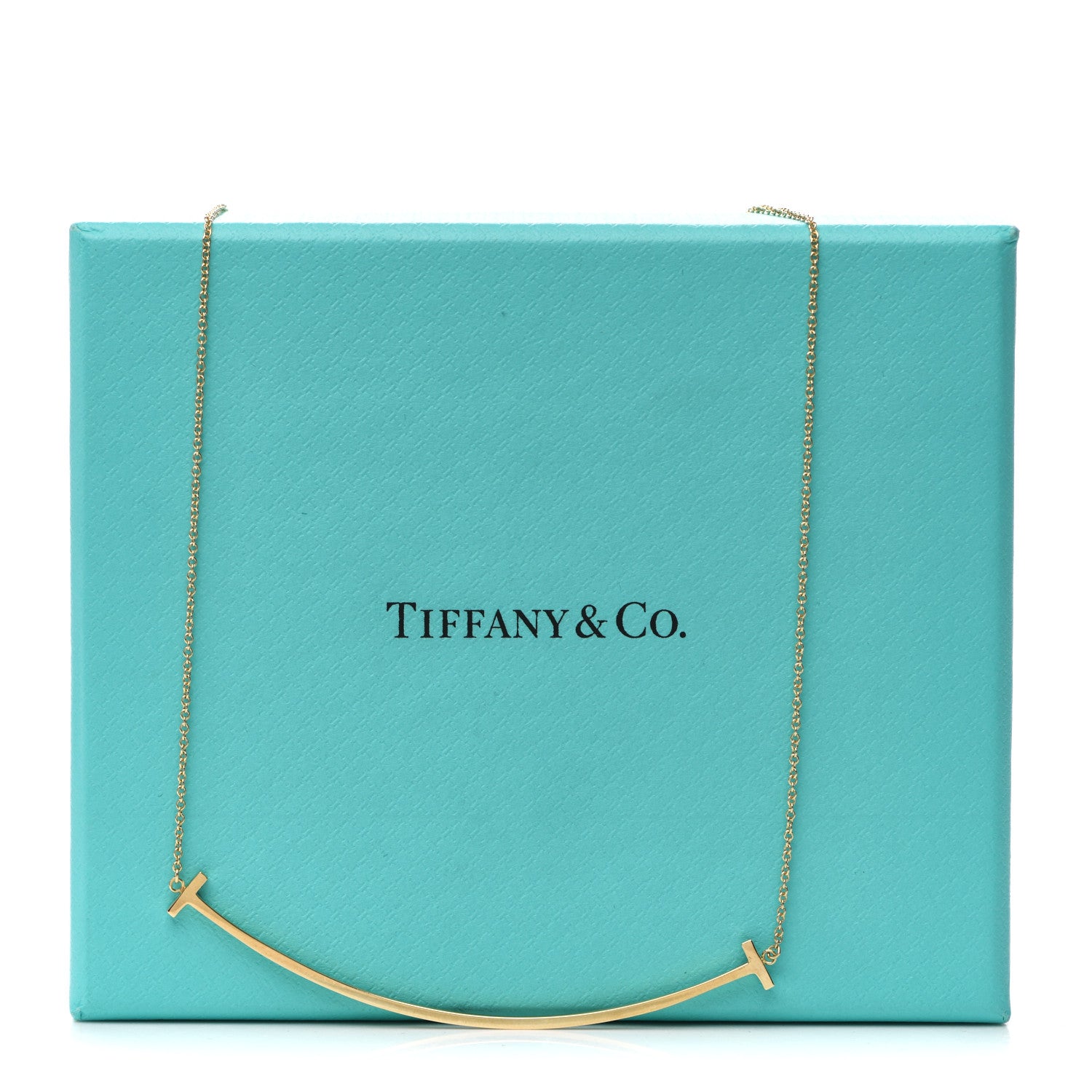 Tiffany 18K Yellow Gold Large T Smile Pendant Necklace 6 of 6