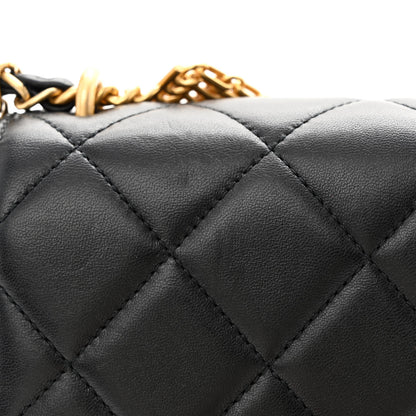 Chanel Lambskin Quilted CC Crystal Logo Chain Flap Black 11 of 11