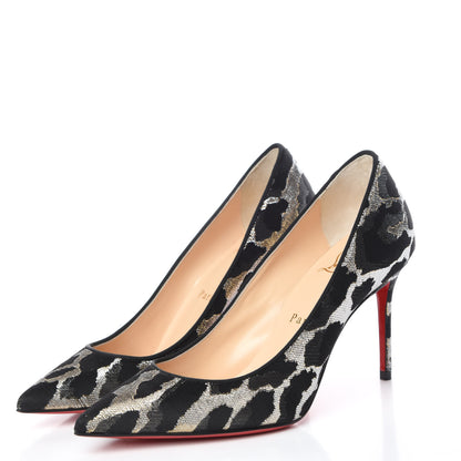 Christian Louboutin Lurex Feline Decollete 554 85 Pumps Black Gold 3 of 11