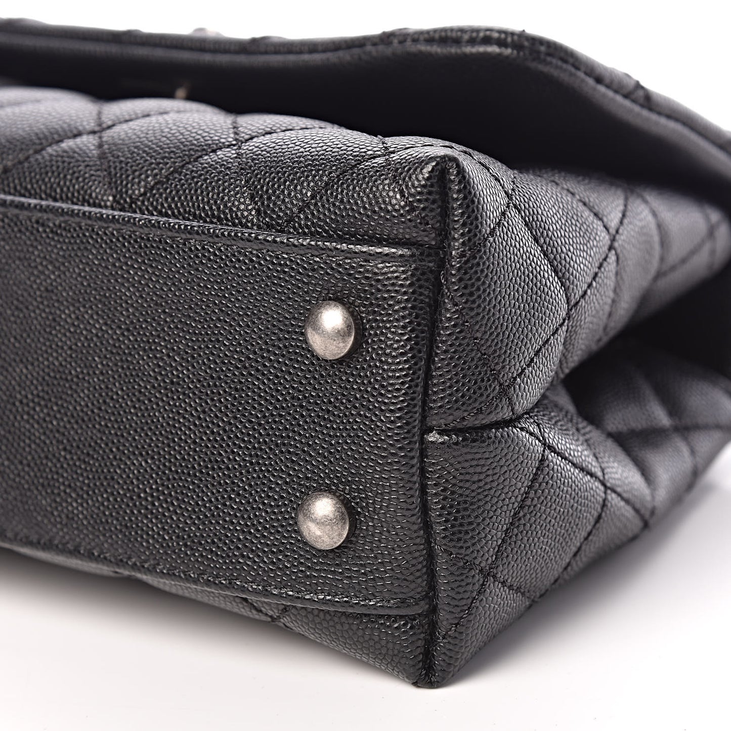 Caviar Lizard Quilted Mini Coco Handle Flap Black