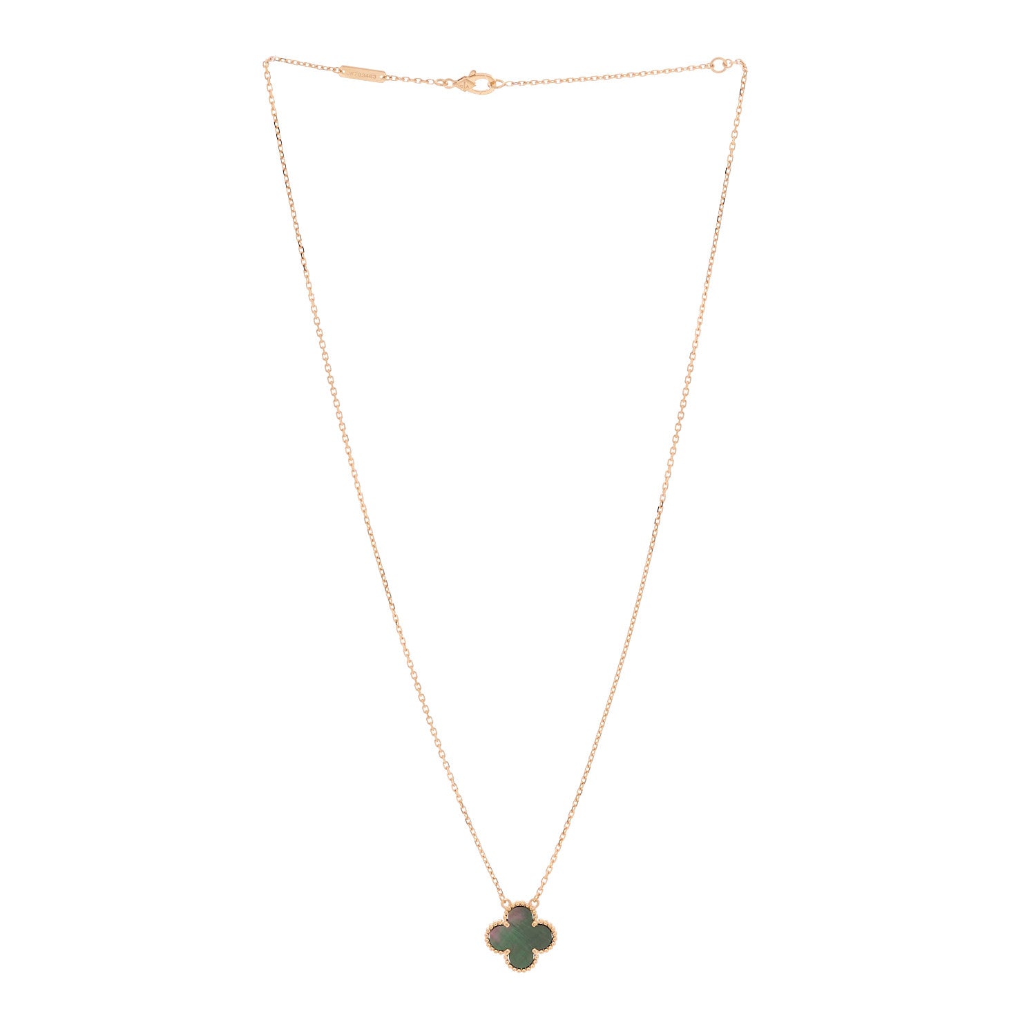 Van Cleef & Arpels 18K Rose Gold Gray Mother of Pearl Vintage Alhambra Pendant Necklace 1 of 6