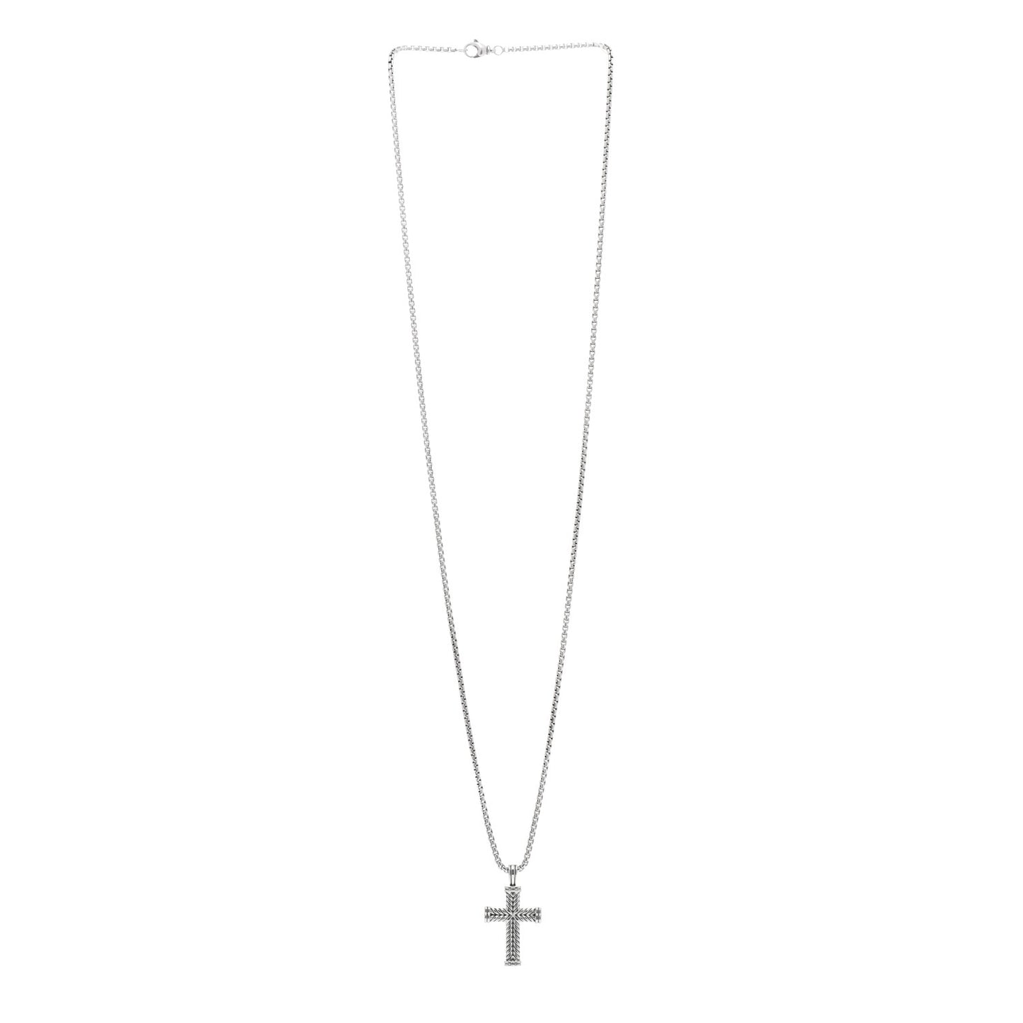 Sterling Silver Chevron Cross Pendant Necklace
