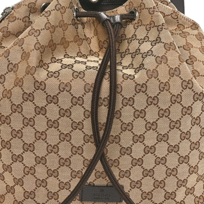 Gucci Monogram Dollar Calfskin O Drawstring Backpack Beige Ebony Testa di Moro Dark Chocolate 8 of 10