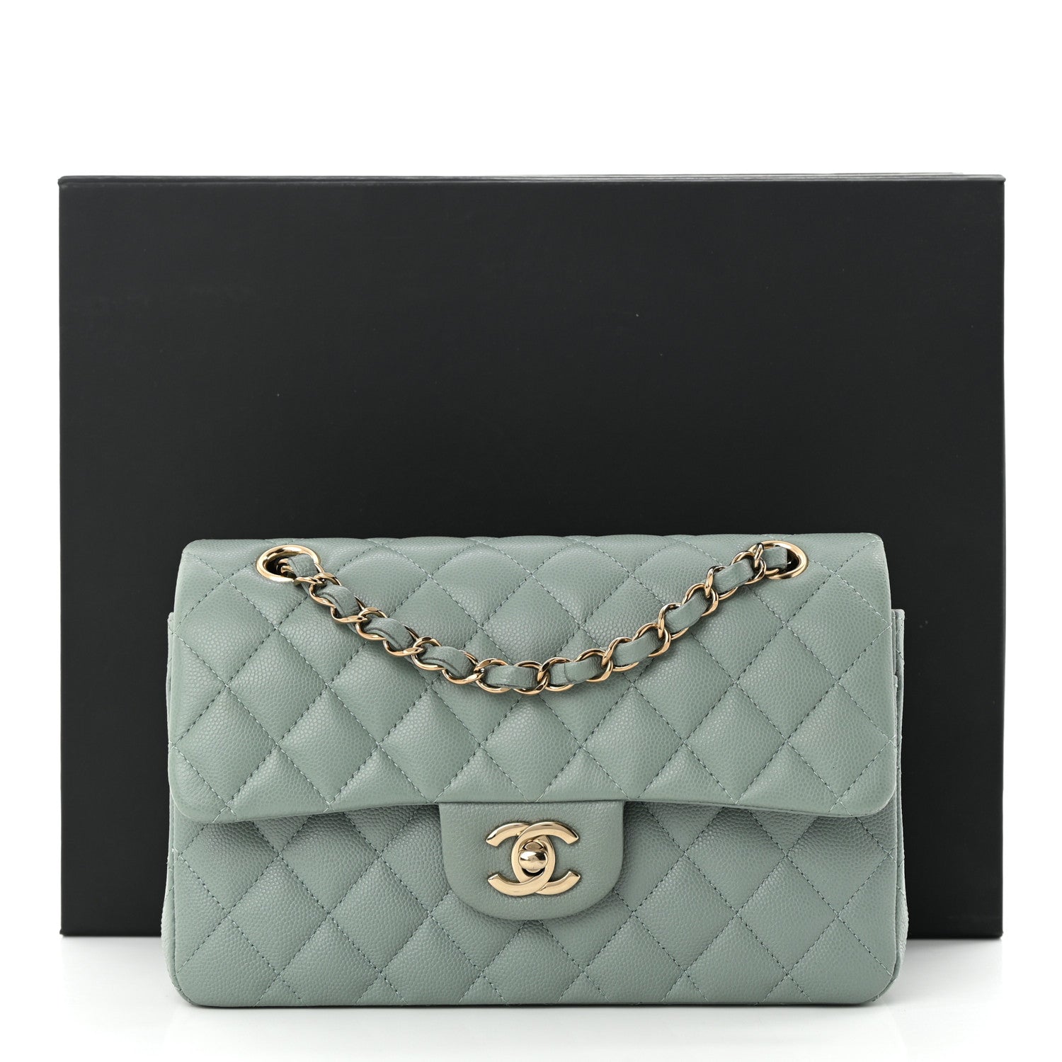 Chanel Caviar Quilted Small Double Flap Light Blue 11 of 11