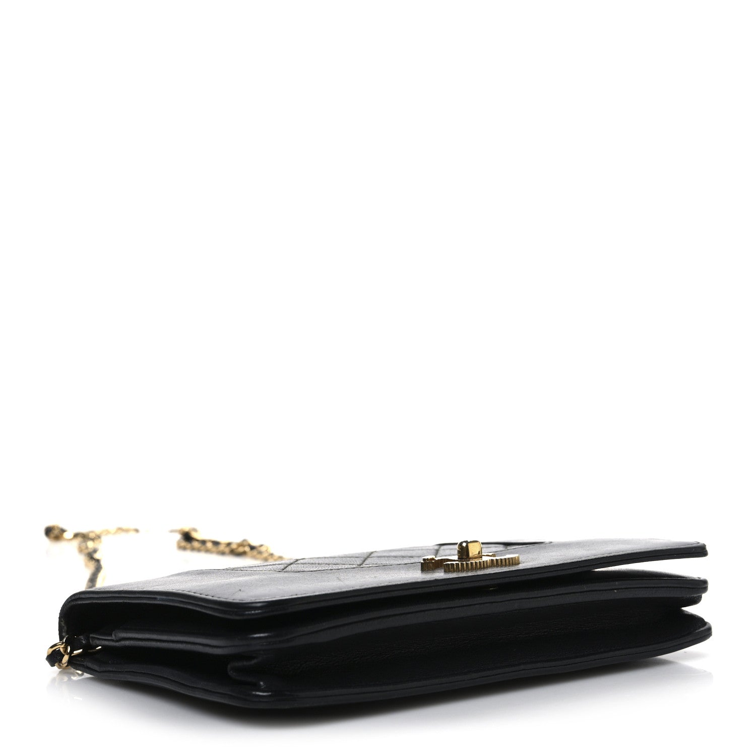 Chanel Sheepskin Quilted Mini Vintage Mademoiselle Wallet On Chain WOC Black 4 of 14