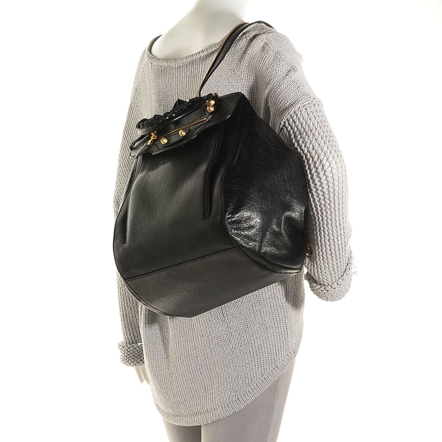 Balenciaga Agneau Giant 12 Gold Hardware Zip Traveler Backpack Black 2 of 11