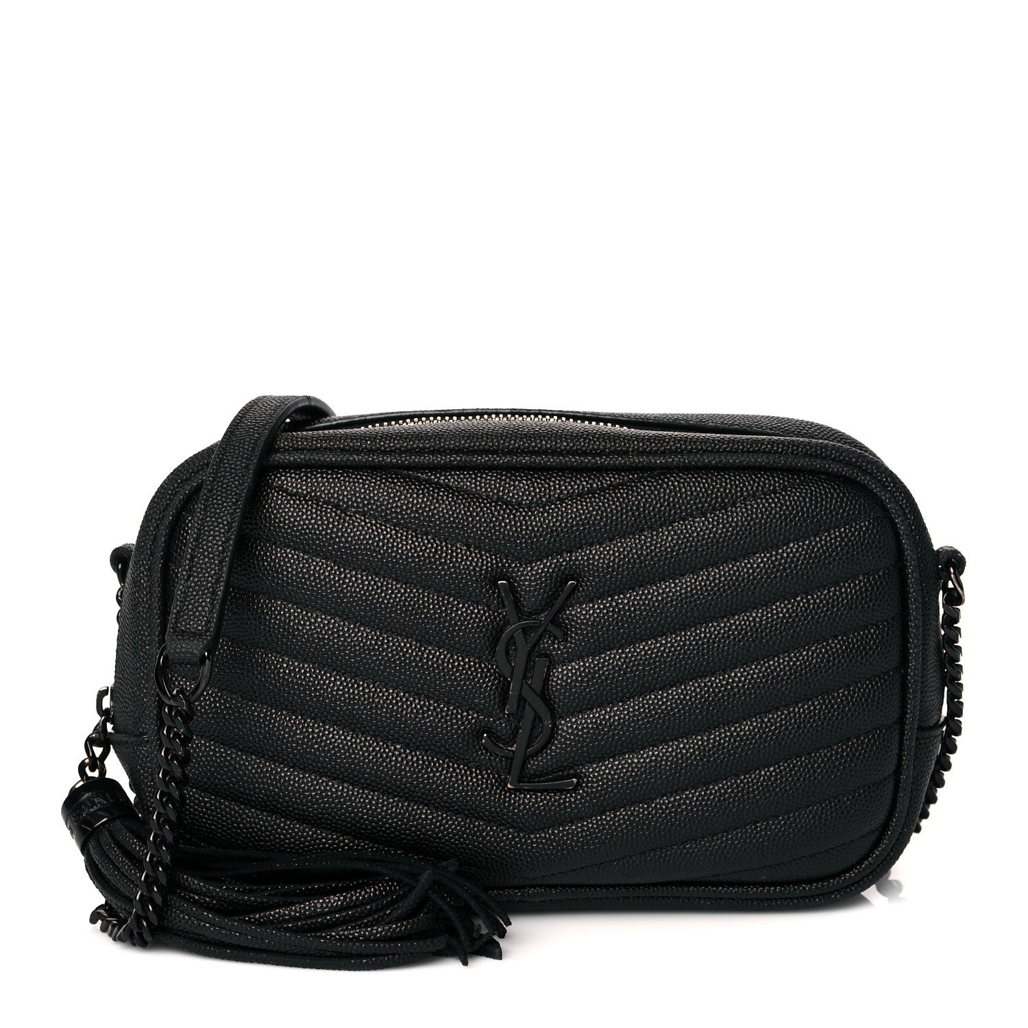 Saint Laurent Grain De Poudre Matelasse Monogram Mini Lou Camera Bag Black 1 of 10