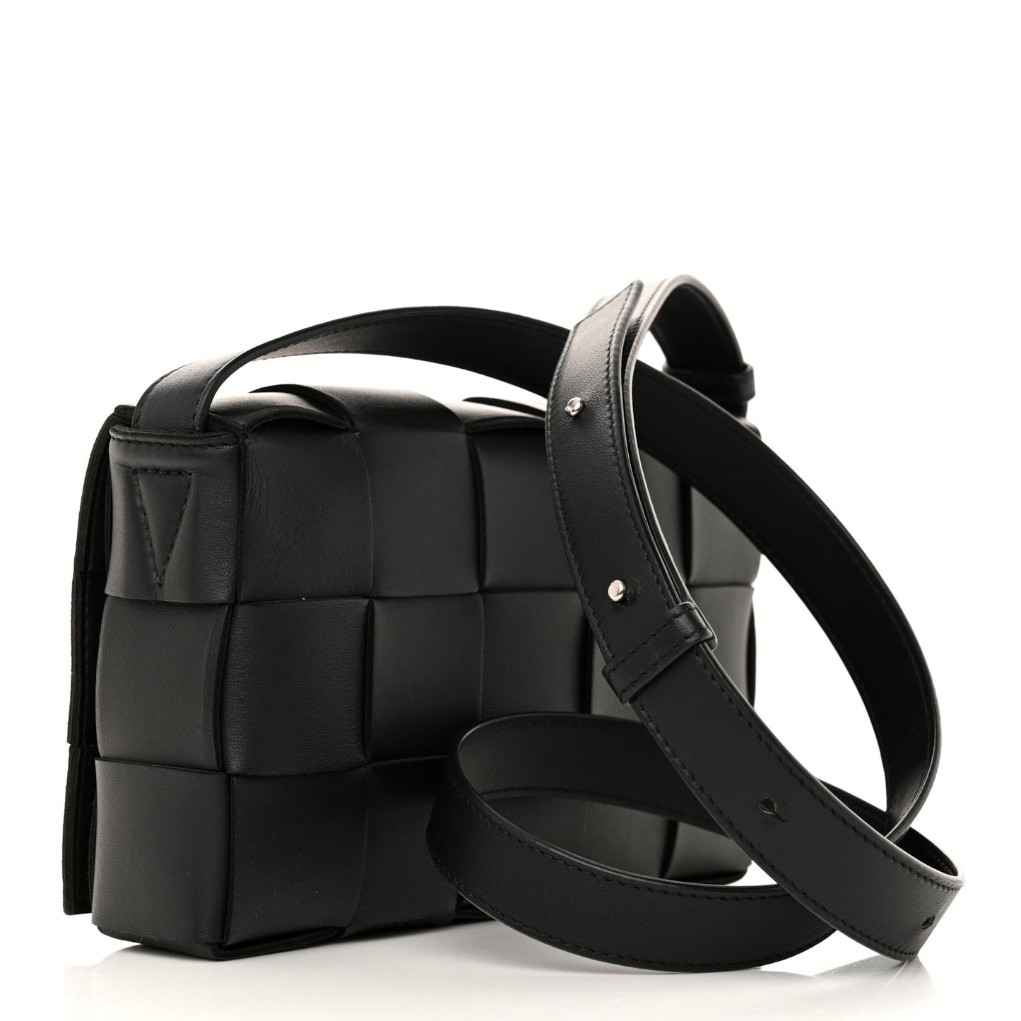 Lambskin Maxi Intrecciato Cassette Crossbody Bag Black