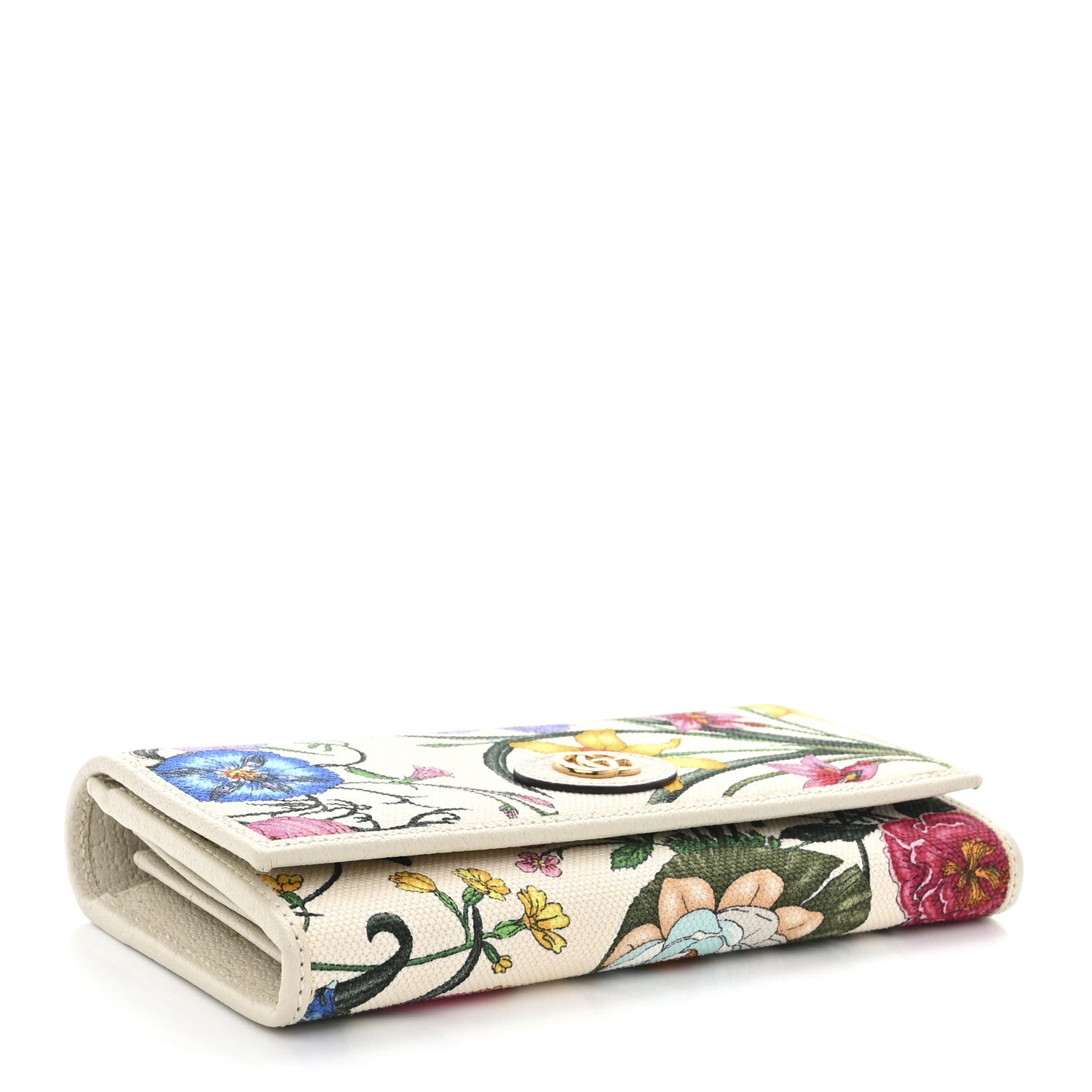 Gucci Canvas Flora Wallet On Chain White 4 of 12