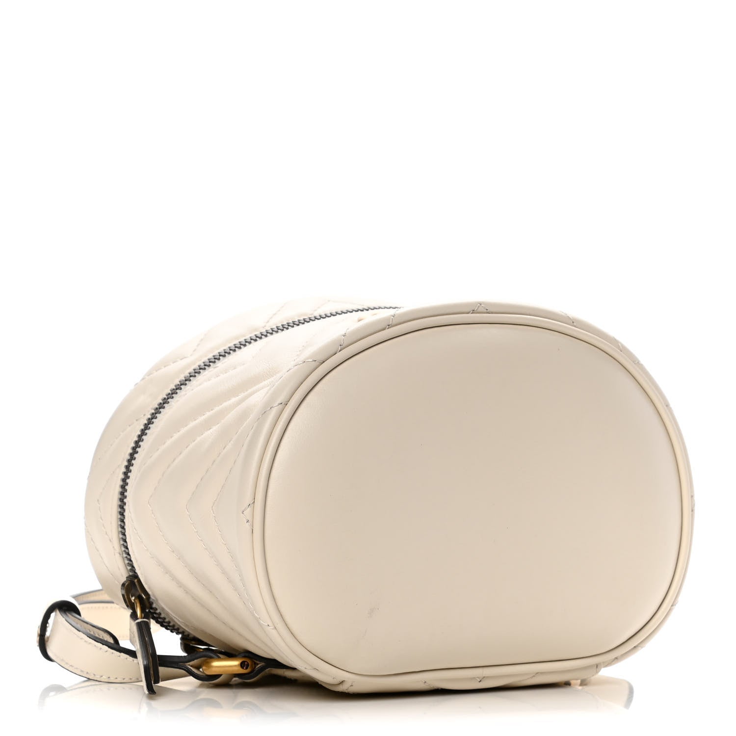 Gucci Calfskin Matelasse Mini GG Marmont Round Backpack White 3 of 13