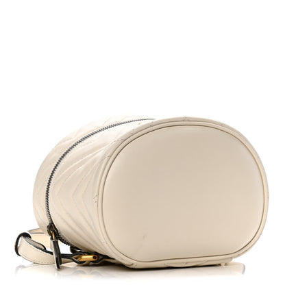Gucci Calfskin Matelasse Mini GG Marmont Round Backpack White 3 of 13