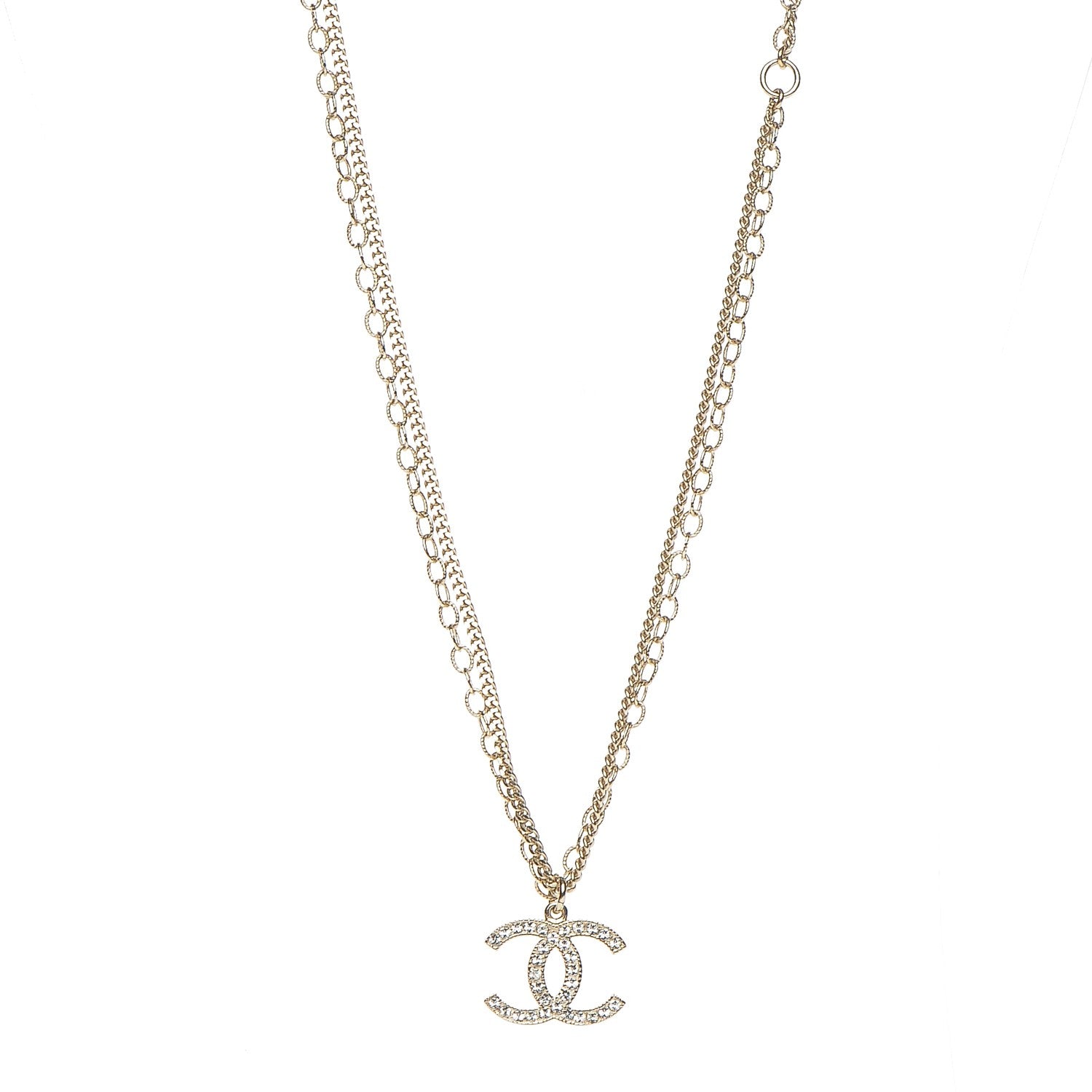 Chanel Crystal CC Necklace Gold 1 of 6