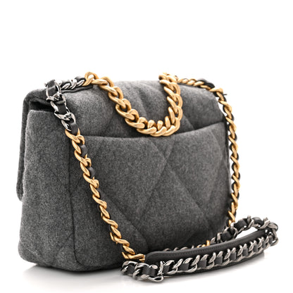 Chanel Wool Quilted Large Chanel 19 Flap Grey 3 of 10