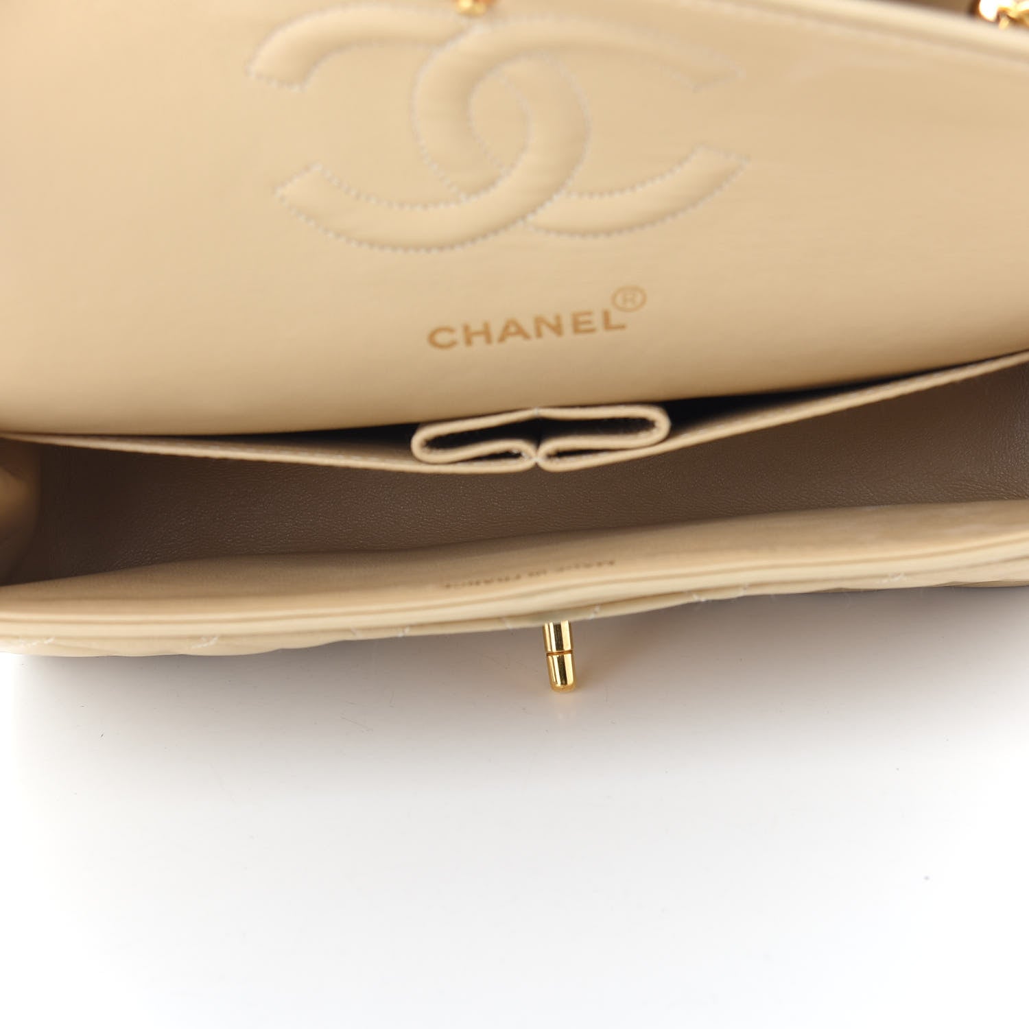 Chanel Lambskin Quilted Medium Double Flap Beige 5 of 12