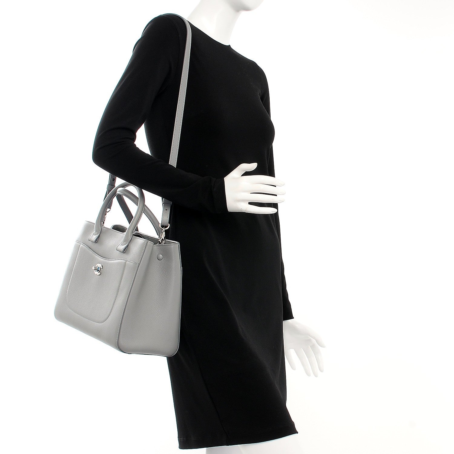 Chanel Grained Calfskin Small Neo Executive Shopper Tote Grey 2 of 8