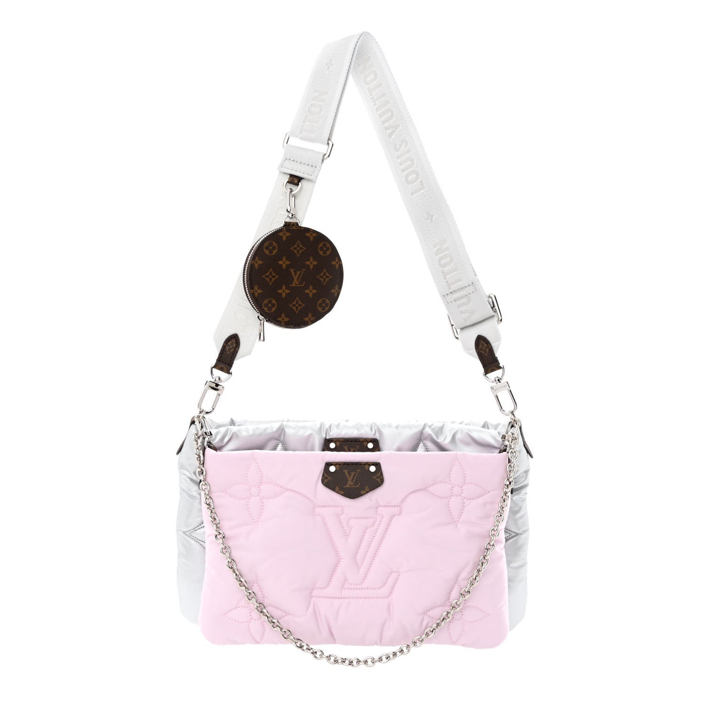 Econyl Monogram Pillow Maxi Multi Pochette Accessories Silver Pale Pink